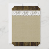 Rustic Country Burlap en Lace Wedding Invitations Kaart (Achterkant)