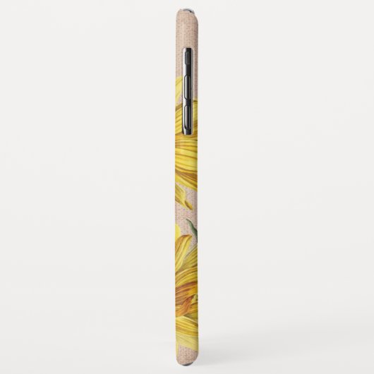 Rustic Country Burlap en Sunflower Monogram Case-Mate iPhone Case (Achterkant/links)