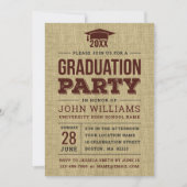 Rustic Country Burlap Graduparty Kaart (Voorkant)