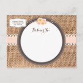 Rustic Country Burlap Lace Save the Date Briefkaar Aankondigingskaart (Achterkant)