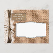 Rustic Country Burlap Lace Save the Date Briefkaar Aankondigingskaart (Achterkant)