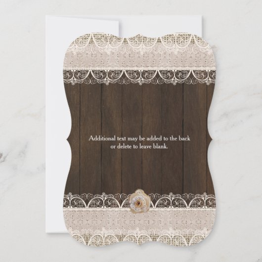 Rustic Country Burlap & Lace SWEET 16 Uitnodiging (Achterkant)