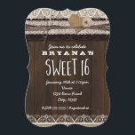 Rustic Country Burlap & Lace SWEET 16 Uitnodiging<br><div class="desc">Rustic Country Burlap & Lace SWEET 16 Uitnodiging.</div>