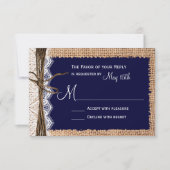 Rustic Country Burlap Lace Twine Wedding RSVP (Voorkant)