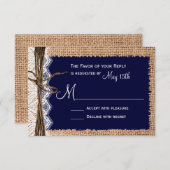 Rustic Country Burlap Lace Twine Wedding RSVP (Voorkant / Achterkant)