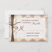 Rustic Country Burlap Lace Twine Wedding RSVP (Voorkant)