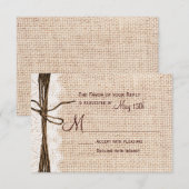 Rustic Country Burlap Lace Twine Wedding RSVP (Voorkant / Achterkant)