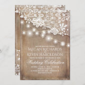 Rustic Country Burlap Lights Wedding Kaart (Voorkant / Achterkant)