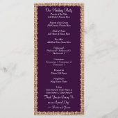 Rustic Country Burlap Paarse Wedding Programs Programmakaart (Achterkant)