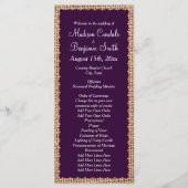 Rustic Country Burlap Paarse Wedding Programs Programmakaart (Voorkant)