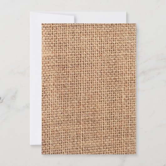 Rustic Country Burlap Print Wedding Invitations Kaart (Achterkant)