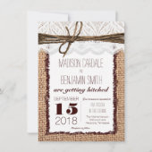 Rustic Country Burlap Print Wedding Invitations Kaart (Voorkant)