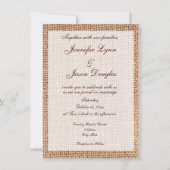 Rustic Country Burlap Print Wedding Invitations Kaart (Voorkant)