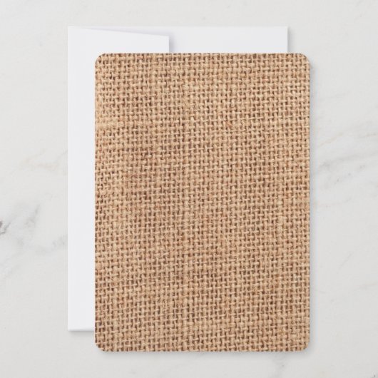 Rustic Country Burlap Print Wedding Invitations Kaart (Achterkant)