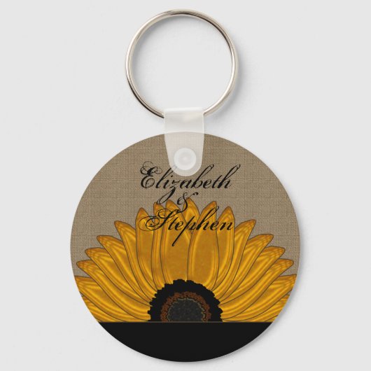 .Rustic Country Burlap Sunflower Wedding Favors Sleutelhanger (Voorkant)