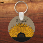 .Rustic Country Burlap Sunflower Wedding Favors Sleutelhanger (Voorkant)