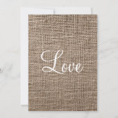 Rustic Country Burlap Twine Scroll Wedding Invites Kaart (Achterkant)