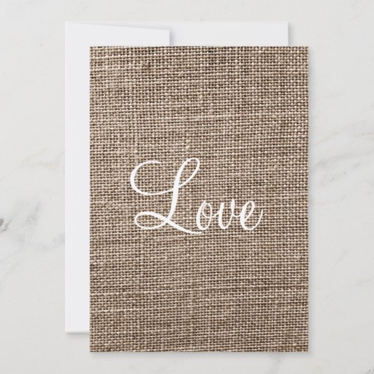 Rustic Country Burlap Twine Scroll Wedding Invites Kaart (Achterkant)