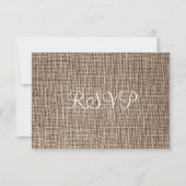 Rustic Country Burlap Twine Scroll Wedding RSVP Kaartje (Achterkant)