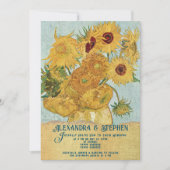 Rustic Country Burlap Van Gogh Sunflower Wedding Kaart (Voorkant)