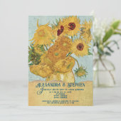 Rustic Country Burlap Van Gogh Sunflower Wedding Kaart (Staand voorkant)
