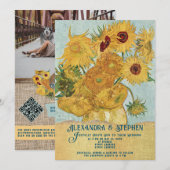 Rustic Country Burlap Van Gogh Sunflower Wedding Kaart (Voorkant / Achterkant)
