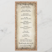 Rustic Country Burlap Vintage Wedding Programs Programmakaart (Achterkant)