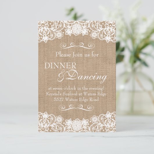Rustic Country Burlap Wedding Announding Kaart (Staand voorkant)