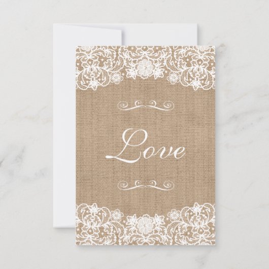 Rustic Country Burlap Wedding Announding Kaart (Achterkant)