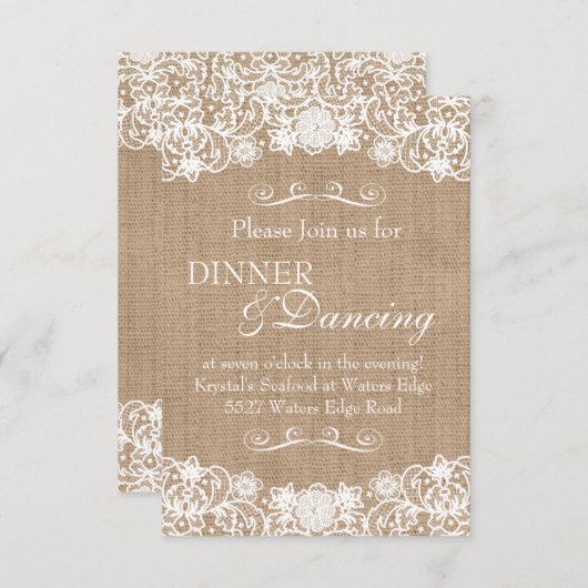 Rustic Country Burlap Wedding Announding Kaart (Voorkant / Achterkant)