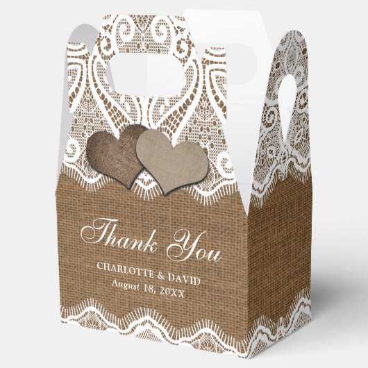 Rustic Country Burlap Wedding Bedankdoosjes (Geopend)