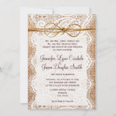 Rustic Country Burlap Wedding Invitations Kaart (Voorkant)