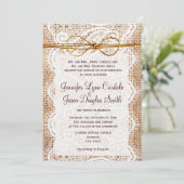 Rustic Country Burlap Wedding Invitations Kaart (Staand voorkant)