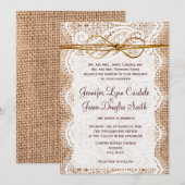 Rustic Country Burlap Wedding Invitations Kaart (Voorkant / Achterkant)