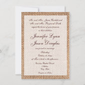 Rustic Country Burlap Wedding Invitations Kaart (Achterkant)