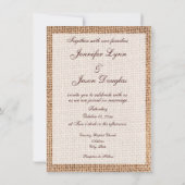 Rustic Country Burlap Wedding Invitations Kaart (Achterkant)