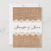 Rustic Country Burlap Wedding Invitations Kaart (Voorkant)