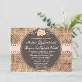 Rustic Country Burlap Wedding Invitations Kaart (Staand voorkant)
