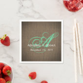 Rustic Country Burlap Wedding Monogram Servetten (Insitu)