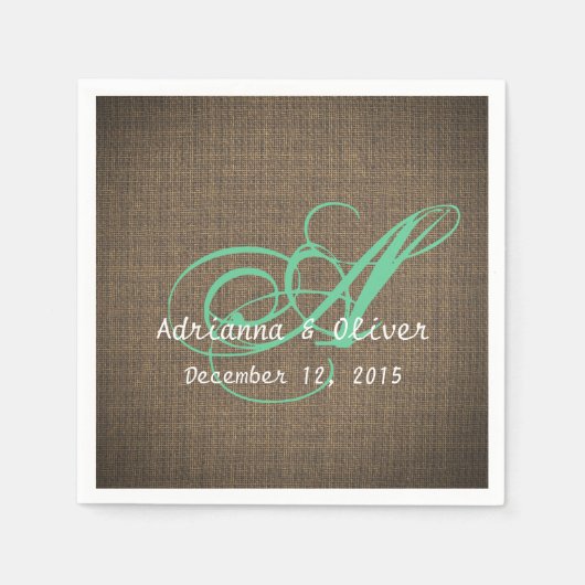 Rustic Country Burlap Wedding Monogram Servetten (Voorkant)