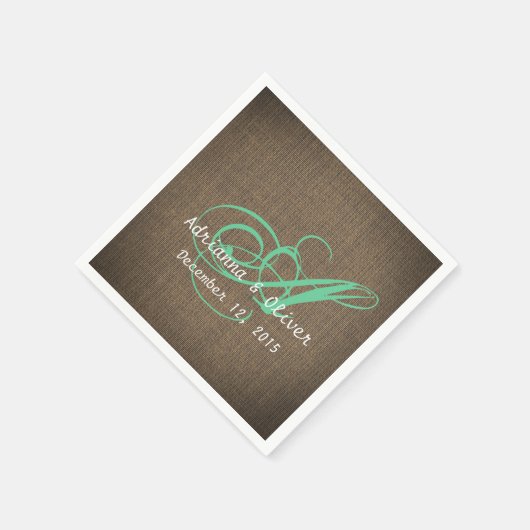Rustic Country Burlap Wedding Monogram Servetten (Hoek)
