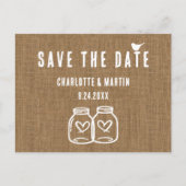 Rustic Country Burlap Wedding Save the Date Aankondigingskaart (Voorkant)