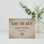Rustic Country Burlap Wedding Save the Date Briefkaart (Staand voorkant)