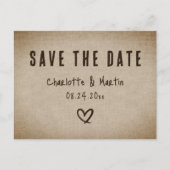 Rustic Country Burlap Wedding Save the Date Briefkaart (Voorkant)