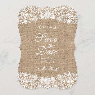 Rustic Country Burlap Wedding Save-the-Date Save The Date
