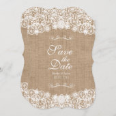 Rustic Country Burlap Wedding Save-the-Date Save The Date (Voorkant / Achterkant)