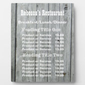 Rustic Country Business Pricing/Service Plaque Fotoplaat (Voorkant)
