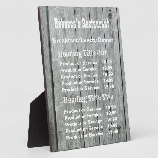 Rustic Country Business Pricing/Service Plaque Fotoplaat (Zijkant)