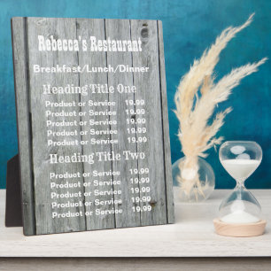 Rustic Country Business Pricing/Service Plaque Fotoplaat