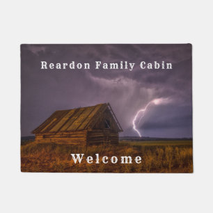 Rustic Country Cabin Lightning Clouds Deurmat